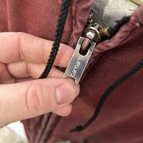 Vintage Carhartt Quilted Hooded Active Jacket “Brick Red” - Picture 11 of 12